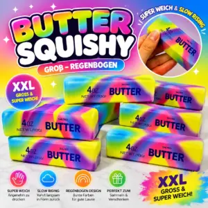 Butter Squishy Groß Regenbogen VE: 12 Stück