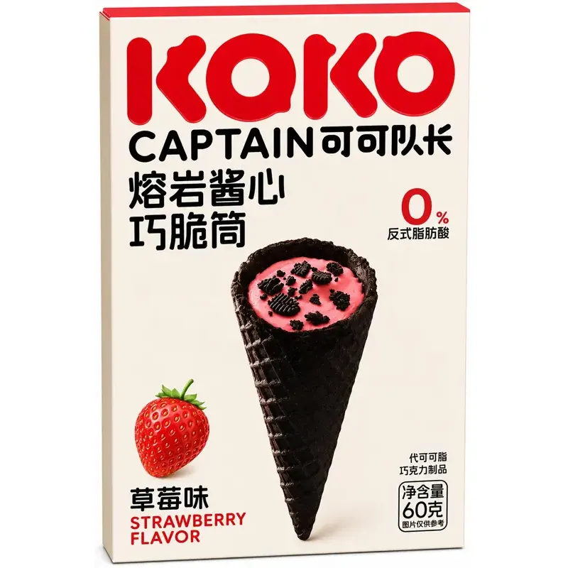 Koko Captain Strawberry Lava Filled Crispy Cone VE: 24 x 60g